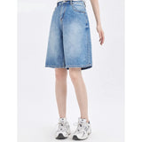 Gerade geschnittene Jeansshorts mit hoher Taille für Damen