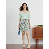 Floral High Waist A-Line Mini Skirt for Women