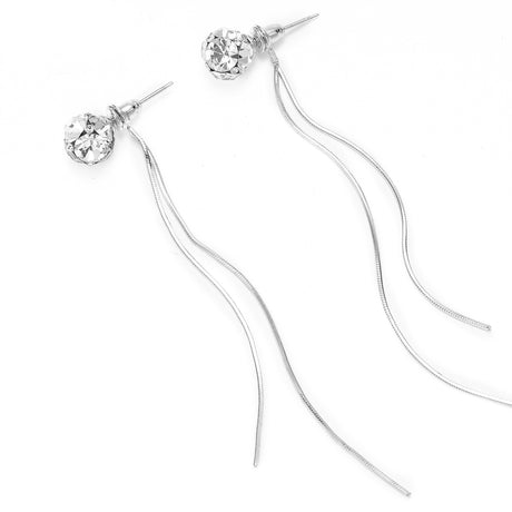 S925 Silver Tassel Long Round Face Delicate Niche O Diamond Stitching Earrings - Dazpy