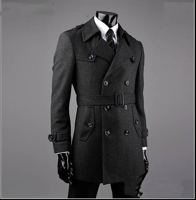 Young And Middle-aged Cashmere Coat Fat Casual Tweed Trench Coat Loose