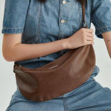 Chic Simple Leather Crossbody Fanny Pack - Vintage Half Moon Chest Bag