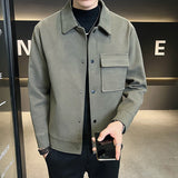 Men's Versatile Solid Color Wool Jacket Coat