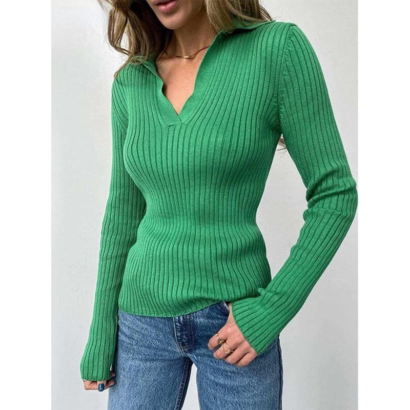 Jersey de mujer con cuello tipo polo y corte slim