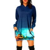 Pulloverkleid mit Kapuze für Damen mit Halloween-Motiv