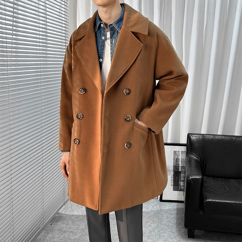 Mid-length Trench The Knee British Style Woolen Coat