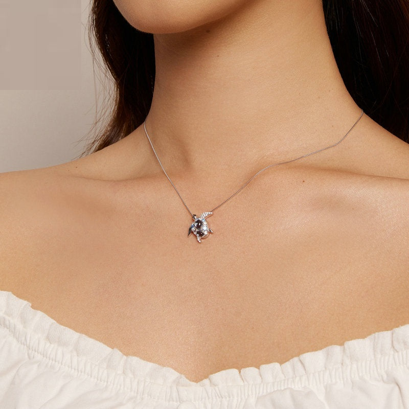 New S925 Silver Turtle Necklace Female - Dazpy