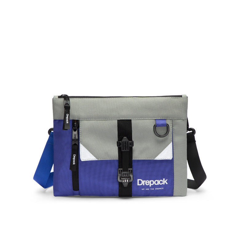 Mens Color Block Techwear Messenger Bag with Reflective Detail - Dazpy