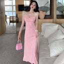 Women's High-Waist Strap Maxi Dress with Slit