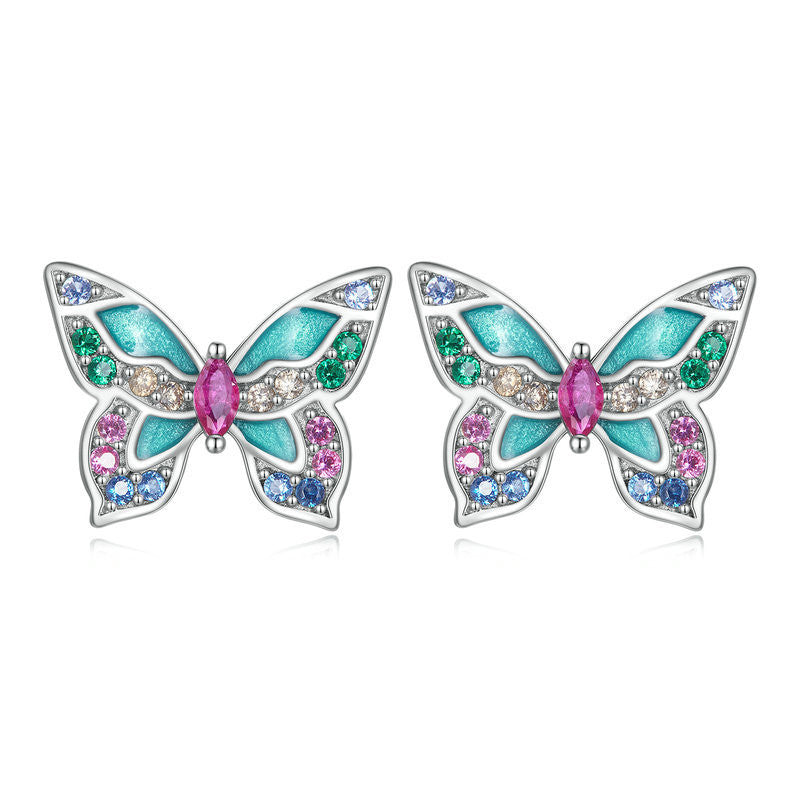 Sterling Silver Butterfly Earrings Female - Dazpy