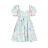 Enchanted Floral Tie-Dye Mini Dress with Backless Bow-Tie Detail