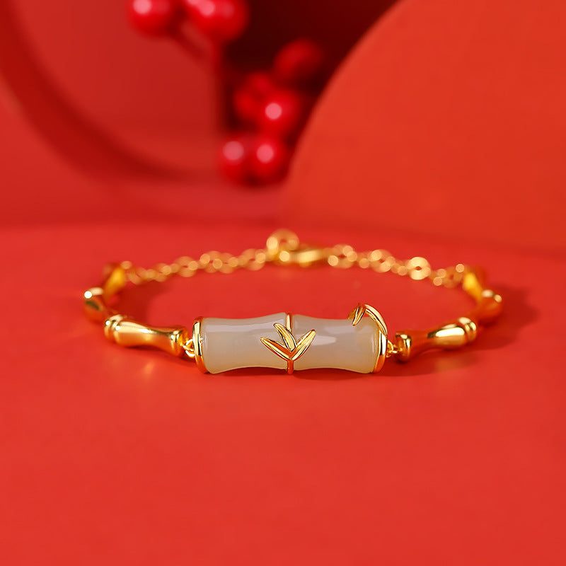 Women's Gold-plated Hetian Jade Bamboo Festival Bracelet - Dazpy