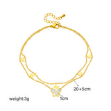 Chic Stainless Steel Double-Layer Butterfly Anklet