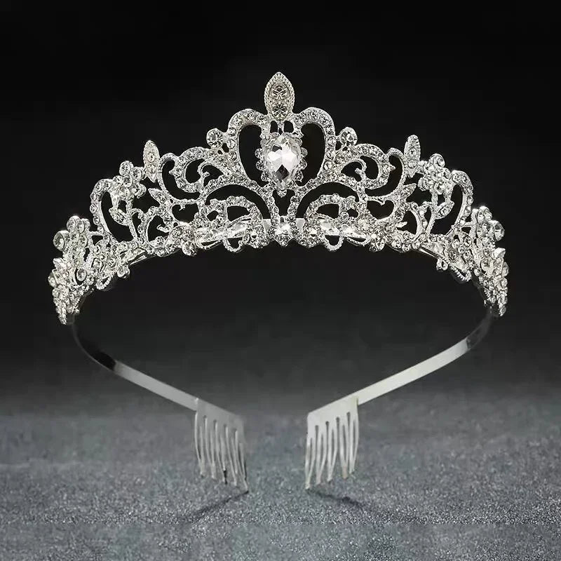 Tiara de perlas y diamantes de imitación hecha a mano para bodas, cumpleaños y fiestas