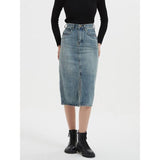 High Waist Denim Pencil Skirt