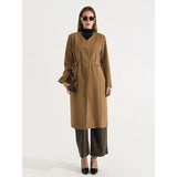 Eleganter langer Trenchcoat für Damen mit Schnürung in der Taille und langen Ärmeln