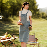 Spring Denim Suspender Retro Skirt