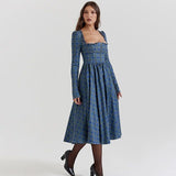 Elegant Plaid A-line Midi Dress