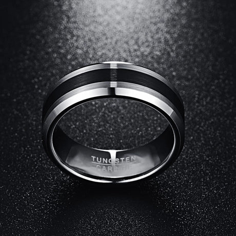 Surface Brushed Black Fashionable Men's Ring - Dazpy