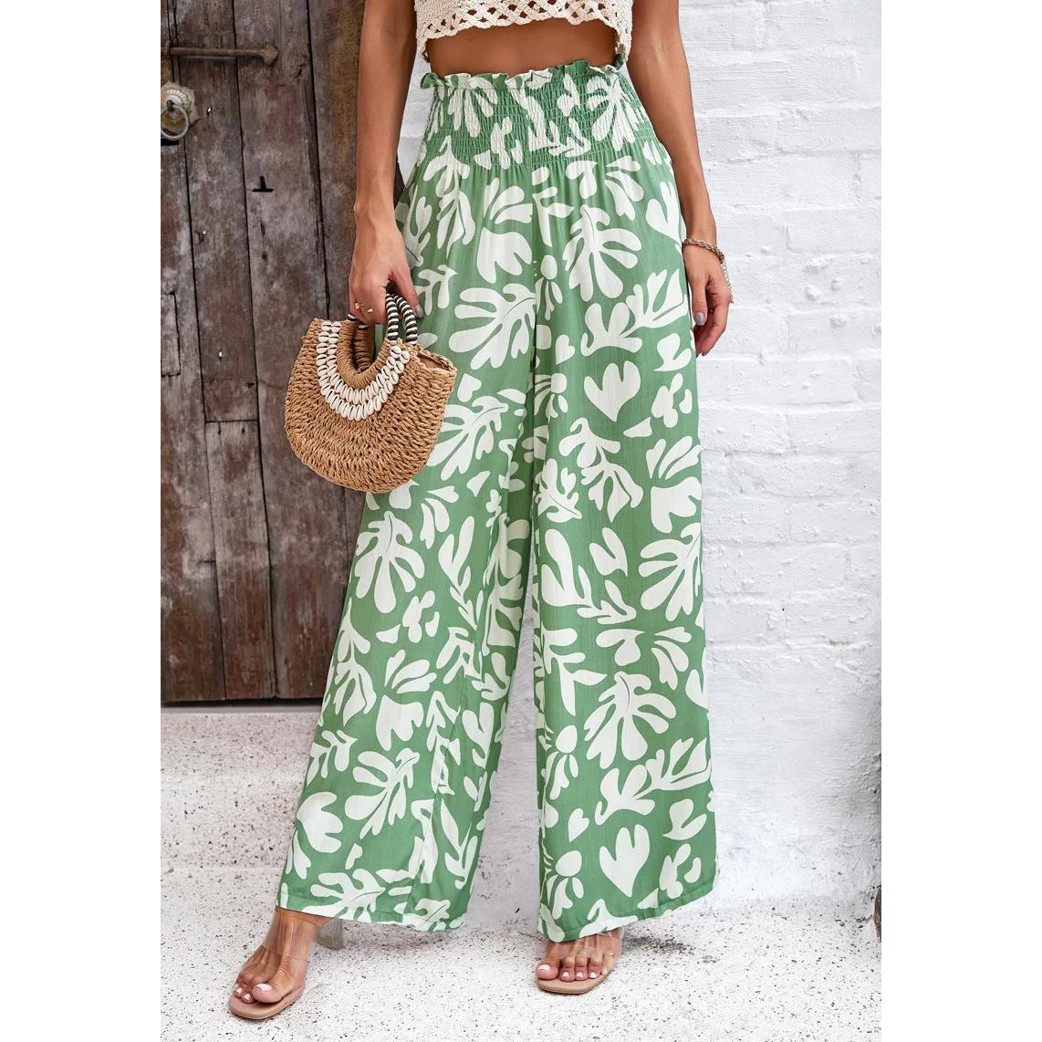 Elegant Wide-Leg Printed Trousers for Women