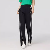 Women Contrasted Color Slit Wide Leg Pants