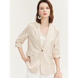 Chic Dots Printed Silk Blazer for Women