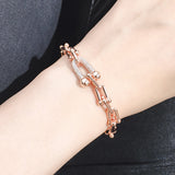 Punk Style Thick Chain U-shaped Bamboo Joint Diamond Bracelet - Dazpy