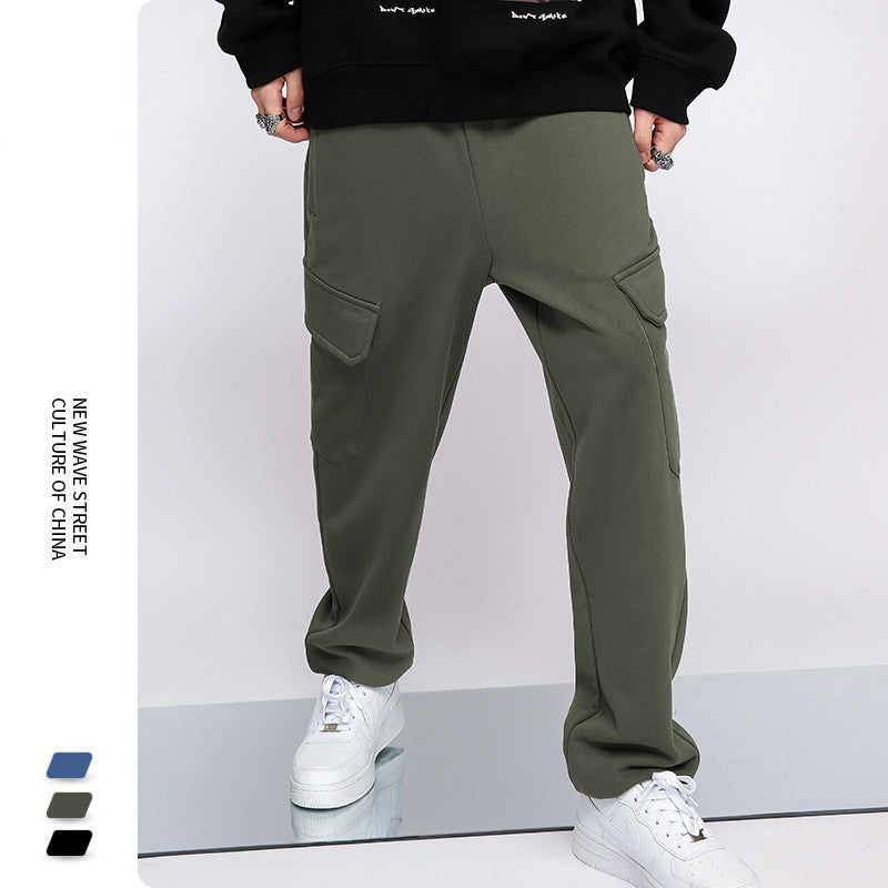 Men's Thick Solid Color Versatile Casual Long Sweatpants