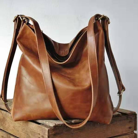 Retro Bag Oil Wax Leather Shoulder Capacity Soft - Dazpy