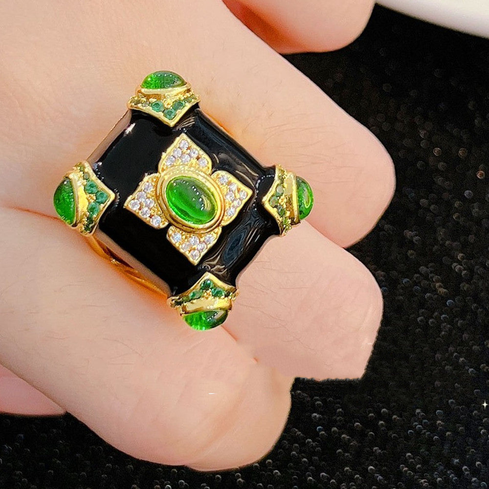 Weave Carved Chrysoberyl Flower Ring - Dazpy