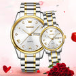 Gold Quartz Diamond Waterproof Luminous Pair Watch - Dazpy