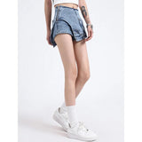 High-Waist Patchwork Denim Shorts for Women