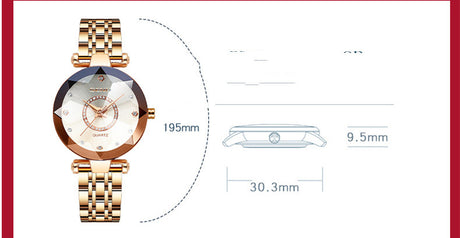 Polygonal Glass Solid Stainless Steel Strap Women's Waterproof Watch - Dazpy