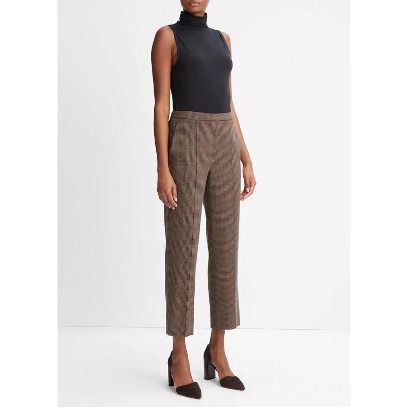 Schicke High-Waist-Hose mit Hahnentrittmuster für Damen