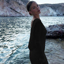 Women's Backless Long-Sleeve Straight Maxi Dress