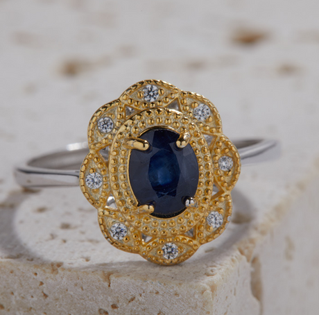 Natural Sapphire Ring Female Inlaid S925 Sterling Silver Ring - Dazpy