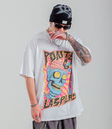 Men's Cartoon Skull Print Short Sleeve Half Sleeve Top