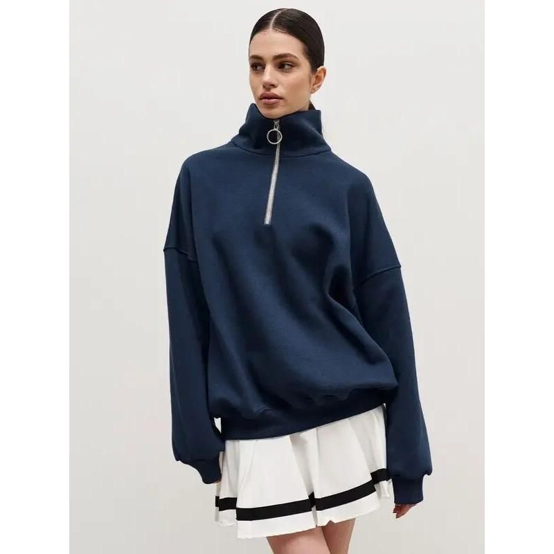 Women's Oversized Fleece-Lined Turtleneck Pullover