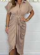 Women's Solid Viscose Fitted Midi Dress
