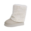 Women's Tall PU Lace-Up Plush-Lined Boots
