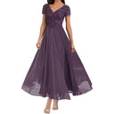 Vestido largo de noche de manga corta para mujer