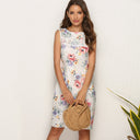 Women's Printed Sleeveless Lace-Detail Dress