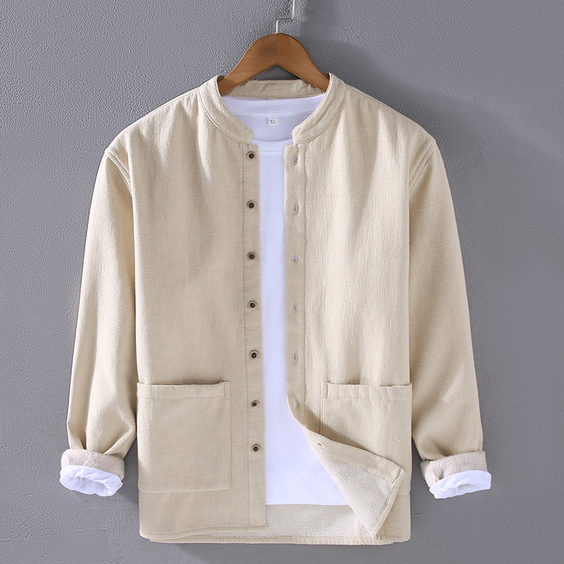 Men's Loose Velvet Thickened Cotton And Linen Casual Composite Jacket