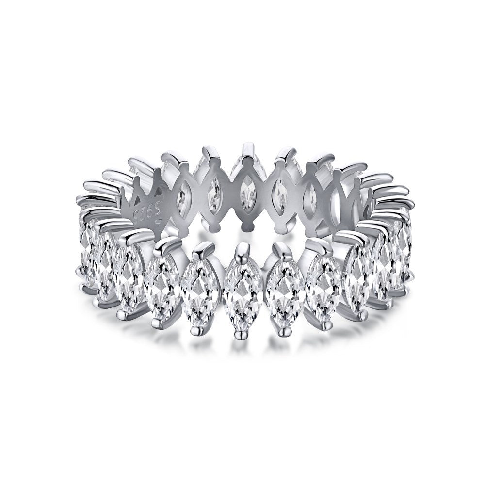 S925 Silver Square Diamond Heart-shaped Egg-shaped Zircon Gang Drill Stacked Ring - Dazpy