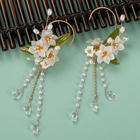 Women's Retro Tassel Narcissus Antique Style Earrings - Dazpy