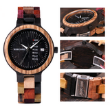 Casual wooden watch men's watch week calendar garden unique quartz watch - Dazpy