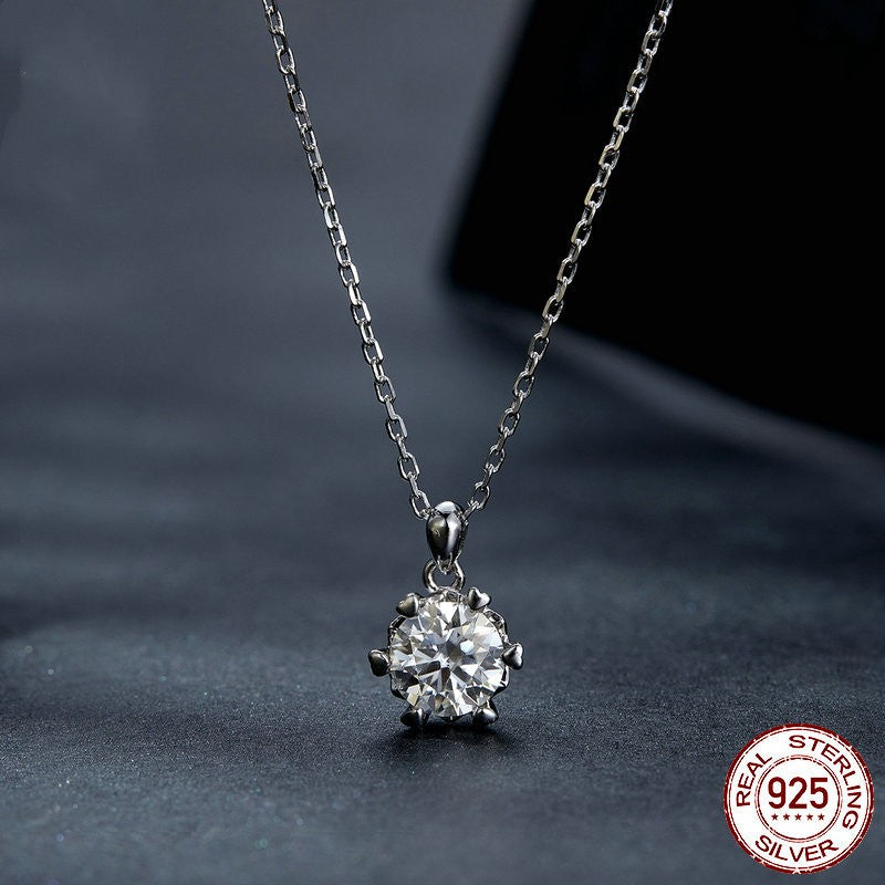 S925 Sparkling Hexagonal Moissanite  Necklace White Gold Plated Luxury - Dazpy