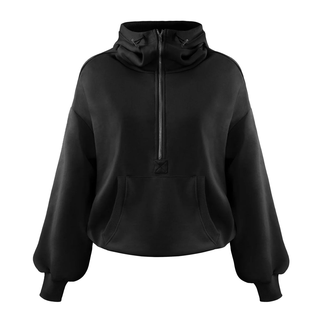 Sudadera con capucha elegante de estilo urbano para mujer, con media cremallera y bolsillos