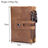 Oil Wax Leather Wallet Anti-Theft Short Men's Wallet Double Zipper Large Capacity Wallet - Dazpy