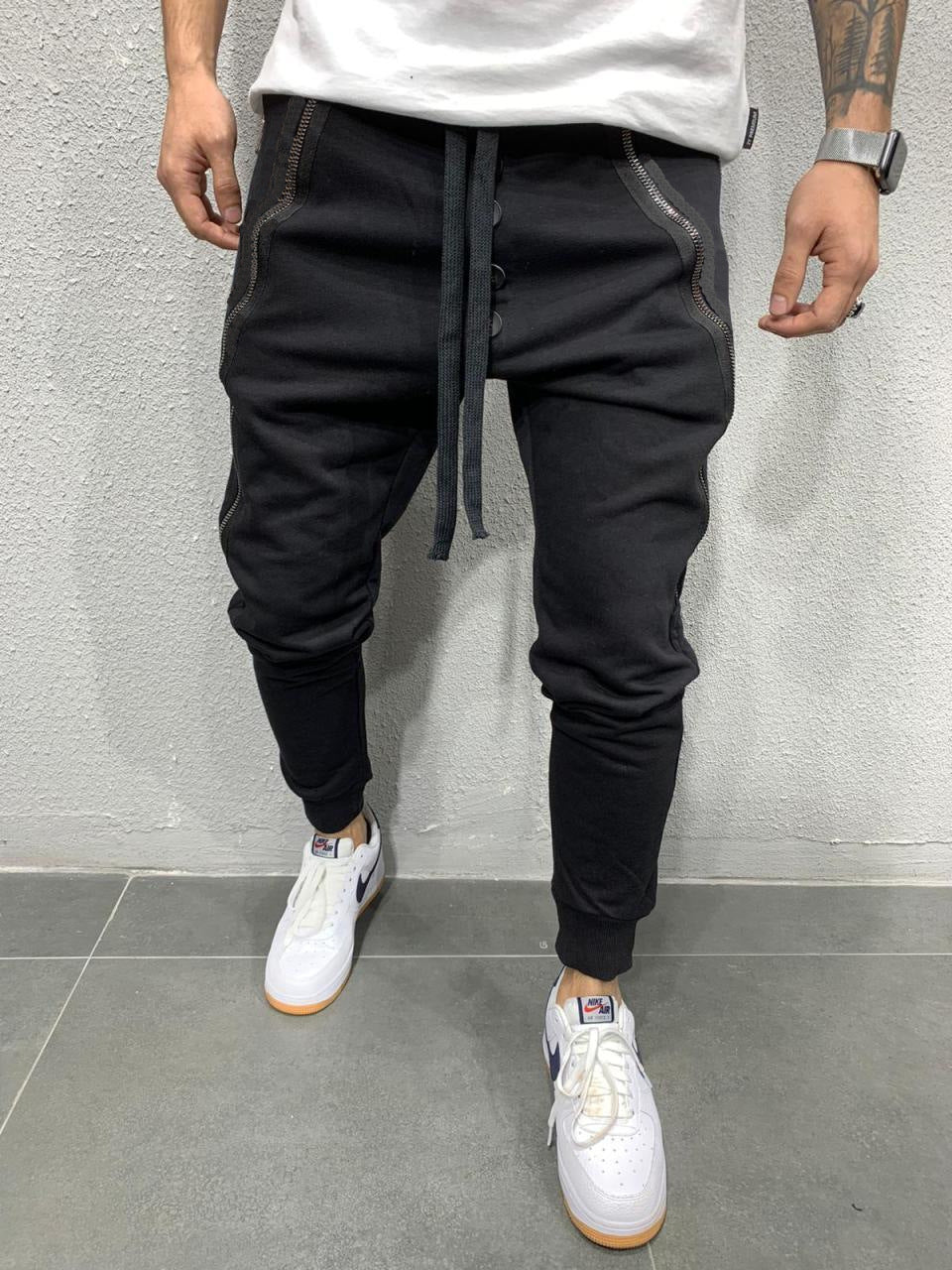 Elastic Zipper Men's Sports Casual Trousers