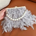 Luxury Feather Clutches: Fashion Pearls Top-handle Purse